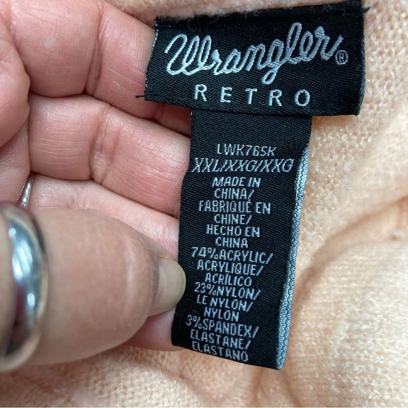 Wrangler Retro Oversized Sweater SZ XXL Cowl Neck Winter Pattern Detail Fuzzy - Picture 7 of 10